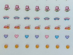 Vintage 80s Hallmark Happy Nails Earrings Stickers Sun Rainbow Flower Star 1984