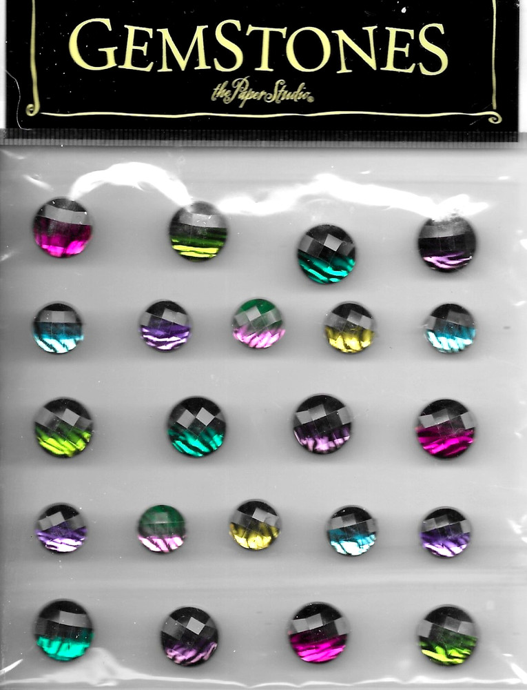 Gems Zebra Bright Blue Green Red Purple Pink Yellow Animal Paper Studio Stickers