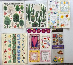 Vintage and New Stickers For Scrapbooking or Crafts 7 Pks 1 Free