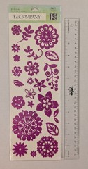 Dark Pink Glitter Flowers Scrapbooking Stickers By K&Company