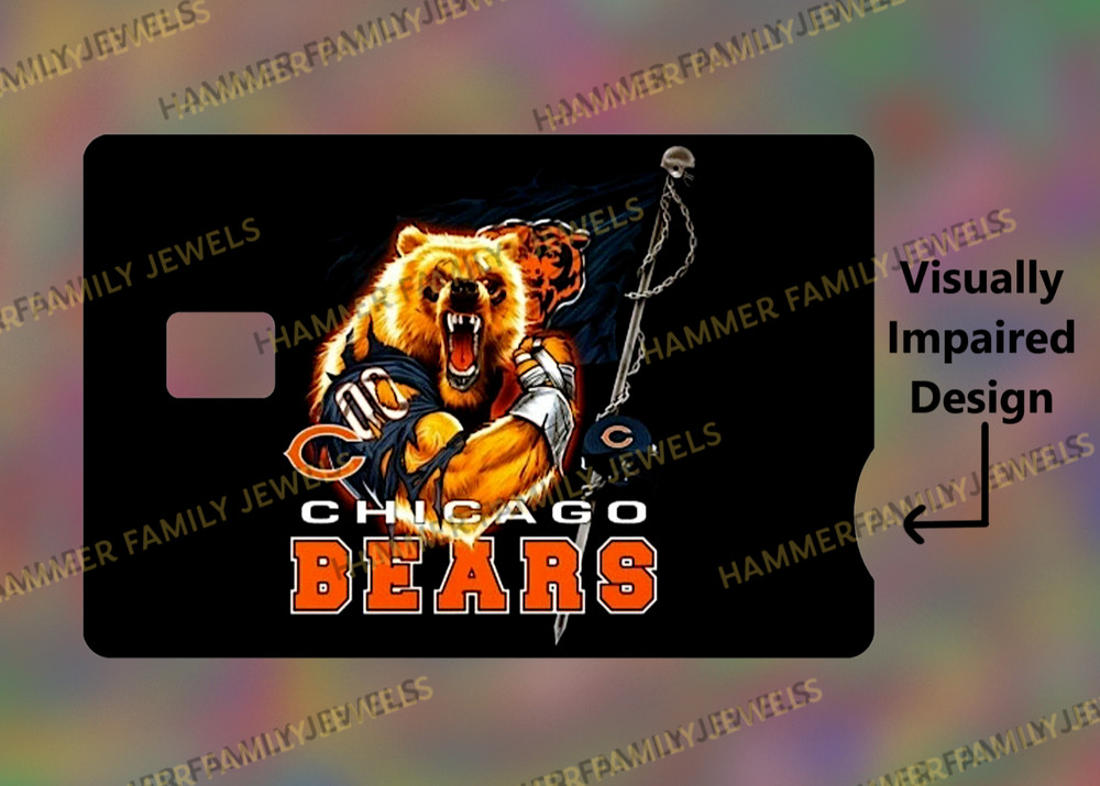 Chicago Bears Fan Art Credit Card Decal with Visually Impaired Design