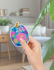 Bright Floral Pumpkin Vinyl Stickers Set Scrapbooking Laptop Water Bottle