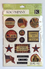 NEW K&Company Stickers American Flag Uncle Sam 15 pieces 4th Of July Freedom