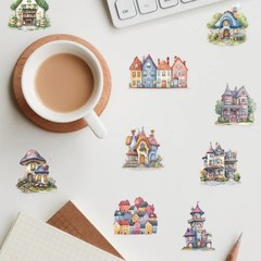 50 PCS Transparent PET Fairy Tale Castle Stickers Waterproof Stationery Cartoon