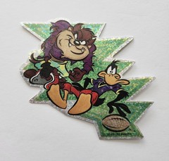 Vintage 38 Stickers Looney Tunes Taz Daffy Football Prism Vending Sticker 1998