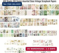 Diuhofart 400Pcs Vintage Scrapbook Supplies Kit, Scrapbook Paper and Journaling