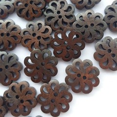 Chenkou Craft New Hollow Flower Wood Buttons 20mm Sewing Craft Brown Wholesal…