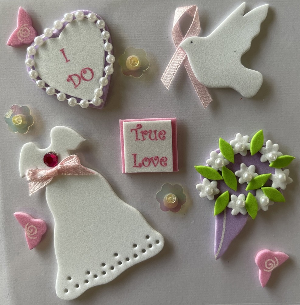 BRIDE “Foamies Foam” Stickers (11pc)Darice•Dress•Bouquet •Wedding•Card Making•