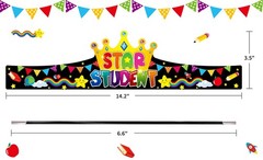 Star Student Crowns for Kids Classroom – 24pcs Star of The Week Paper Crowns …