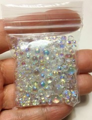 Morezmore M00036 1oz Iridescent Glass Bubbles Microbeads Mix 2mm 3mm 4mm 5mm 6mm