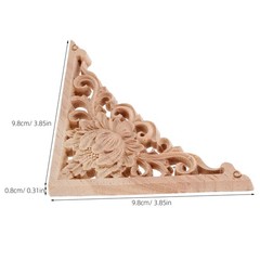 2Pcs Unpainted Wooden Carving Applique for Home Decor and Furniture Onlay