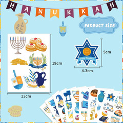 200 Pegatinas de Januce Ninos Dreidel Menora de Velas Fiesta DIY Manualidades