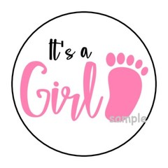 30 IT’S A GIRL BABY SHOWER ENVELOPE SEALS LABELS STICKERS 1.5″ ROUND PARTY FAVOR