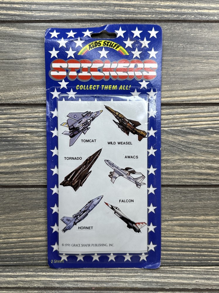 Vintage Grace Shamir 1991 Kids Stuff Two Sticker Sheets Military Planes
