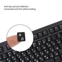 2Pcs Russian Keyboard Stickers for Russian, Black Background With White Text