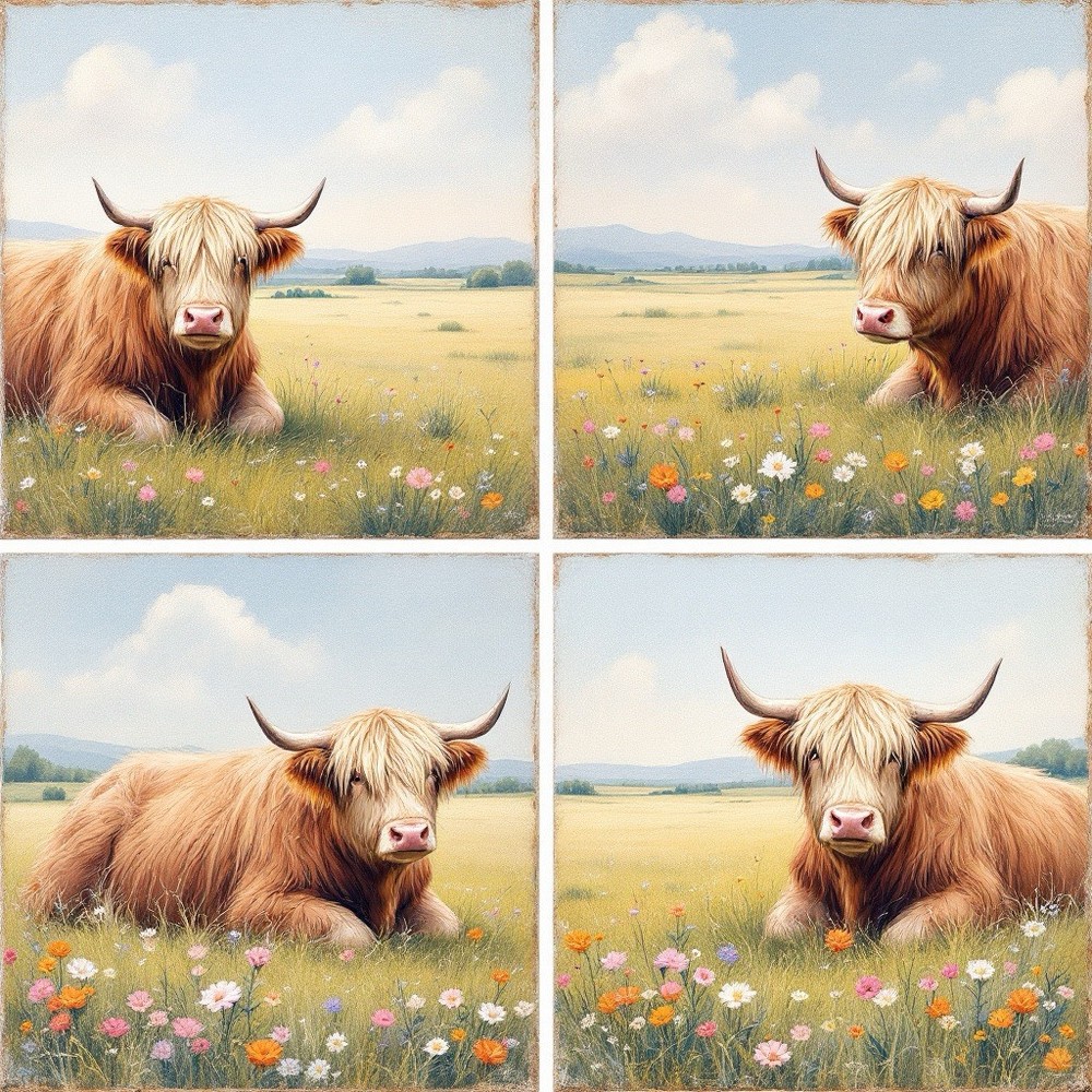 Highland Cow Decoupage Rice Paper For Ornament-Wood Art A4 1 Sheet