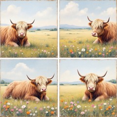 Highland Cow Decoupage Rice Paper For Ornament-Wood Art A4 1 Sheet
