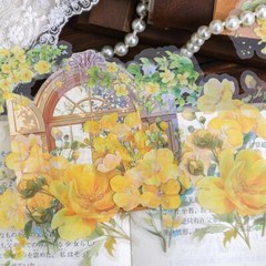 20Pcs Flowers Transparent Stickers Journal Planner Scrapbooking Sticker Crafts