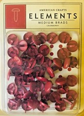 American Crafts Elements 50 Count Premium Med, Brads Cranberry Scrapbooking