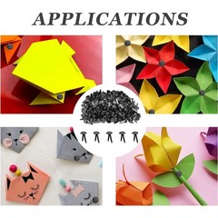300 PCS Black Mini Round Brads 8 x 12mm Metal Paper Fasteners for Crafting