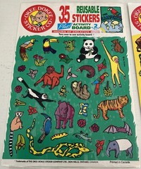 Okee Dokee Reusable Stickers Plus Activity Board~2~Safari/Rainforest Canada 1993