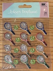 RARE JOLEES TENNIS BALLS & RACQUETS Repeats W/ Gems 3D Sport Scrapbook STICKERS