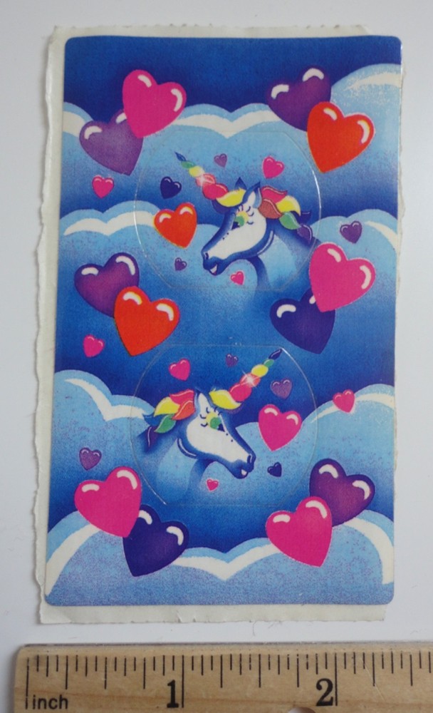 Vintage 1984 Lisa Frank Unicorn & Hearts Light Switch Plug Cover Stickers 1980s