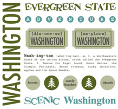 #45047 WASHINGTON Scrapbook Stickers USA State Travel Card Making