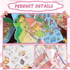 10 Sets 3D Scene Stickers DIY Decorative Stickers Cute Isometric Sticker Kawaii
