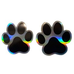 Paw Print Holographic Stickers 2 Pack 2×2 Inch Waterproof Vinypaw print stickers
