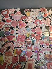 Pink Red Multicolor Love Hearts Valentines Flakes Stickers 80 count
