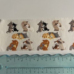 3 Squares Vintage Sandylion Stickers Playful Cats Kittens Sleeping