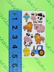 On The Farm Animals Style 3 Prismatic Sticker Mod Tractor Chickens Cows
