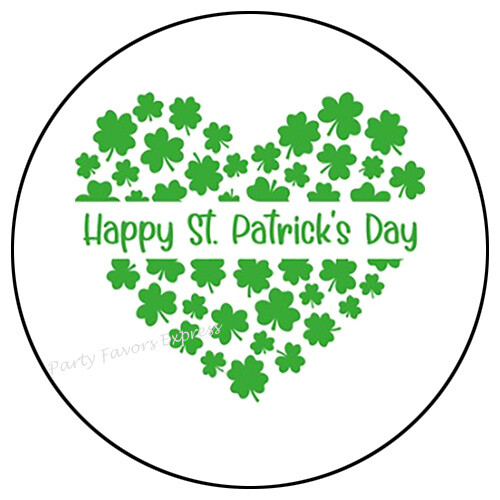 ST PATRICKS DAY CLOVER HEART ENVELOPE SEALS LABELS STICKERS PARTY FAVORS