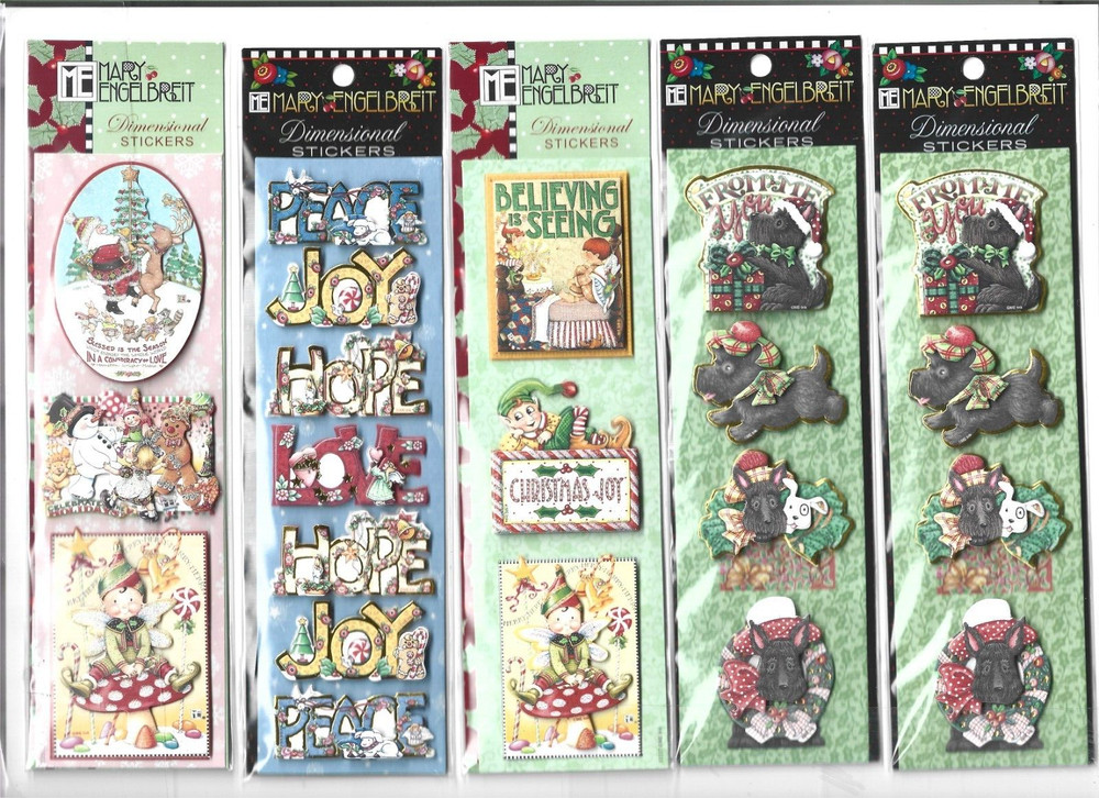 10 Mary Engelbreit Dimensional Christmas Scrapbook Sticker Packs + Comfort & Joy