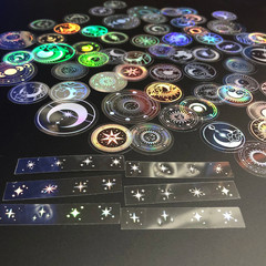 210pcs PET Adhesive Stickers Waterproof Transparent Laser Silver Labels Stars