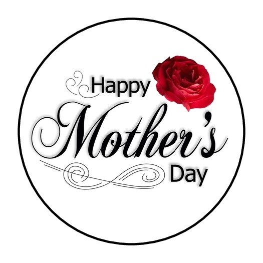 30 Happy Mother’s Day Envelope Seals Labels Stickers 1.5″ Round Red Rose