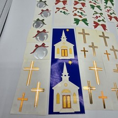 Vtg 90s Mrs. Grossman’s Stickers Lot Christmas Poinsettia Cross Church Bows