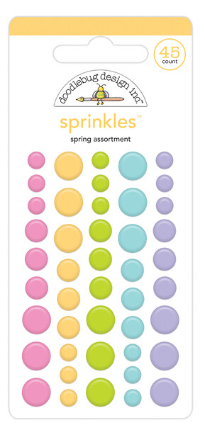 Crafts Doodlebug Sprinkles Spring Colors Round Puffy Dots Large Small Pink Green