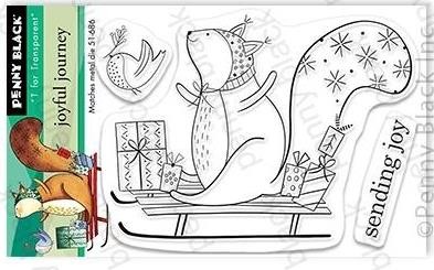 New Penny Black Rubber Stamp Christmas Winter JOYFUL JOURNEY squirrel freeUSAshp