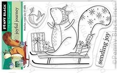 New Penny Black Rubber Stamp Christmas Winter JOYFUL JOURNEY squirrel freeUSAshp