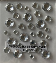 CLEAR/SILVER ROUND GEM Accent Stickers(30pc)Tiny Craft•Rhinestone •Christmas•