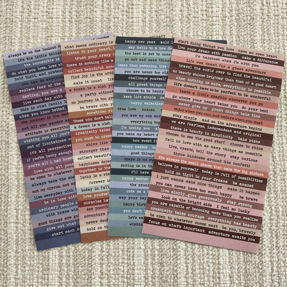 Inspirational Text Stickers, Motivational Phrase Quote Small Talk Set, 4 Sheets