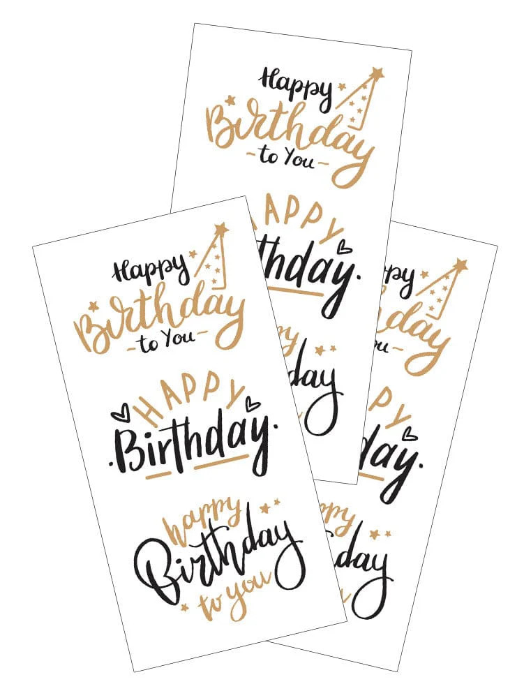 Happy Birthday Stickers Gold & Black Planner Craft Scrapbook Envelope Seals