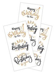 Happy Birthday Stickers Gold & Black Planner Craft Scrapbook Envelope Seals