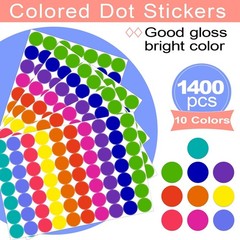 1400 PCS Colored Dot Stickers Round Color Coding Labels 3/4 inches, 10 Colors