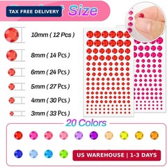2800 Pcs Self Adhesive gems Stickers for Crafts,20 Colors Rhinestones for Bedazz