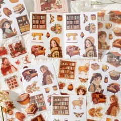 Book of Vintage Stickers Lady Girls Sticker PET + Paper Junk Journal Scrapbook