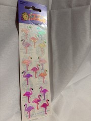 Rare Vintage Stickers NIP Sandy Lion Mother Of Pearl Opal Iridescent Flamingo