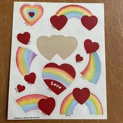 Vintage 80s AMERICAN GREETINGS CORP Sticker Sheet Cute Rainbow Heart Love Cute